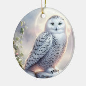 Snowy Owl in Moonlit Winter Garden Keramisch Ornament (Links)