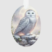 Snowy Owl in Moonlit Winter Garden Ornament (achterkant)