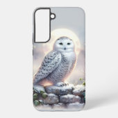 Snowy Owl in Moonlit Winter Garden Samsung Galaxy Hoesje (Achterkant)