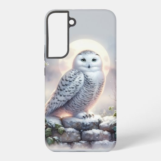 Snowy Owl in Moonlit Winter Garden Samsung Galaxy Hoesje (Achterkant)