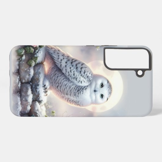 Snowy Owl in Moonlit Winter Garden Samsung Galaxy Hoesje (Achterkant horizontaal)