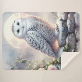 Snowy Owl in Moonlit Winter Garden Sherpa Deken (Voorkant (horizontaal))