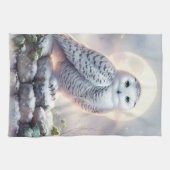 Snowy Owl in Moonlit Winter Garden Theedoek (Horizontaal)