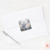 Snowy Owl in Moonlit Winter Garden Vierkante Sticker (Envelop)