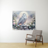 Snowy Owl in Moonlit Winter Garden Wandkleed (In Situ (horizontaal))