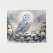 Snowy Owl in Moonlit Winter Garden Wandkleed (Voorkant (horizontaal))