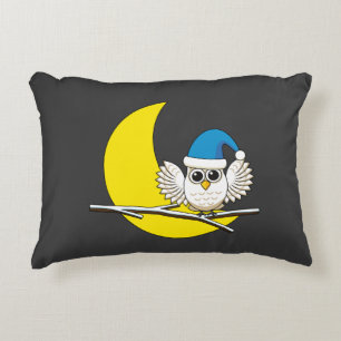 Snowy Owl in New Moon Winter Night Accent Kussen