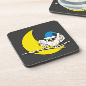 Snowy Owl in New Moon Winter Night Bier Onderzetter (Linkerzijde)