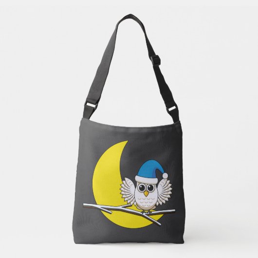 Snowy Owl in New Moon Winter Night Crossbody Tas (Voorkant)