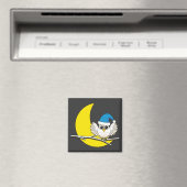 Snowy Owl in New Moon Winter Night Magneet (Insitu (Vaatwasser))