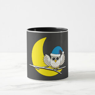 Snowy Owl in New Moon Winter Night Mok