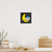 Snowy Owl in New Moon Winter Night Poster (Keuken)