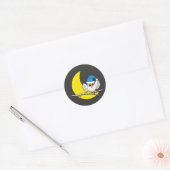 Snowy Owl in New Moon Winter Night Ronde Sticker (Envelop)