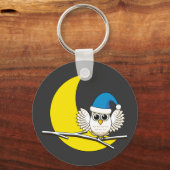 Snowy Owl in New Moon Winter Night Sleutelhanger (Voorkant)