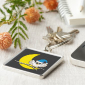 Snowy Owl in New Moon Winter Night Sleutelhanger (Zijkant)