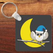 Snowy Owl in New Moon Winter Night Sleutelhanger (Voorkant)