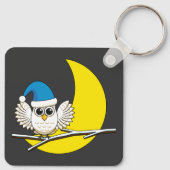 Snowy Owl in New Moon Winter Night Sleutelhanger (Achterkant)
