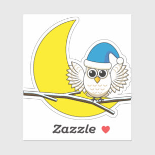 Snowy Owl in New Moon Winter Night Sticker