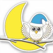 Snowy Owl in New Moon Winter Night Sticker (Voorkant)