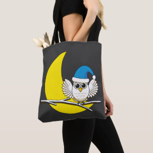 Snowy Owl in New Moon Winter Night Tote Bag