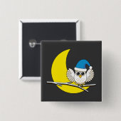 Snowy Owl in New Moon Winter Night Vierkante Button 5,1 Cm (Voorkant /achterkant)
