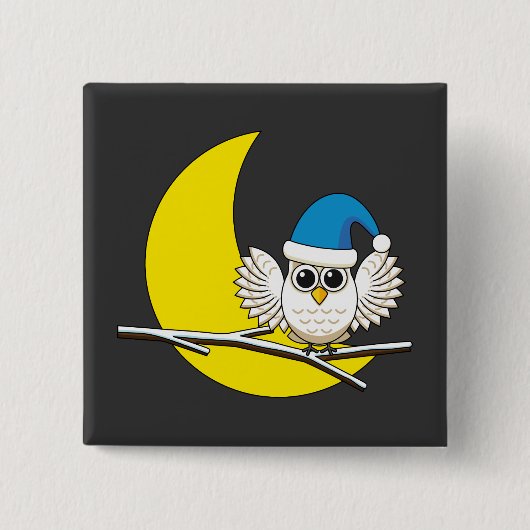 Snowy Owl in New Moon Winter Night Vierkante Button 5,1 Cm (Voorkant)