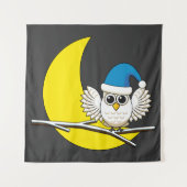 Snowy Owl in New Moon Winter Night Wandkleed (Voorkant)