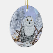 Snowy Owl in sneeuw Keramisch Ornament (Rechts)