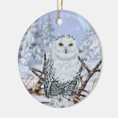 Snowy Owl in sneeuw Keramisch Ornament (Links)