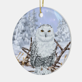 Snowy Owl in sneeuw Keramisch Ornament