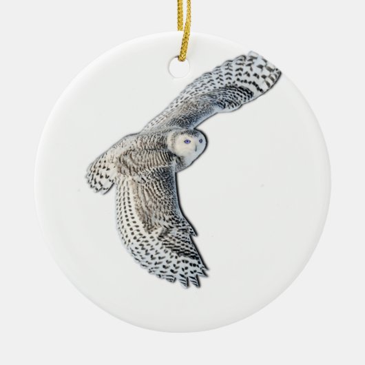Snowy Owl in vlucht Keramisch Ornament (Voorkant)