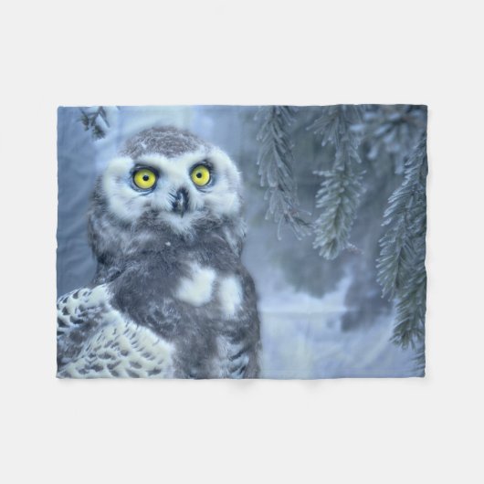 Snowy Owl in Winter Fleece Deken (Voorkant (Horizontaal))