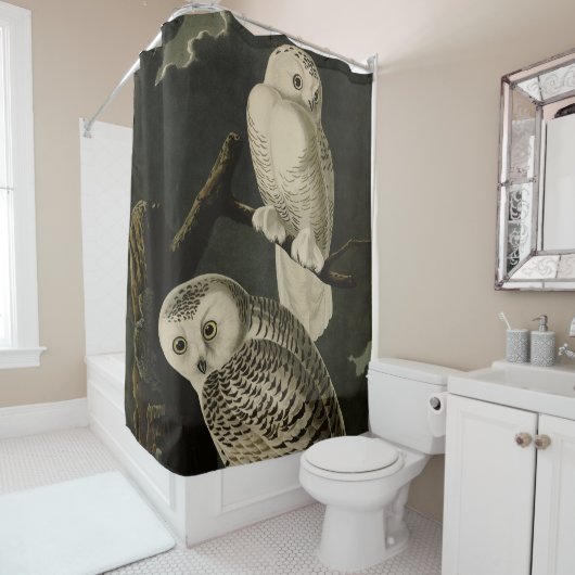 Snowy Owl, John James Audubon's Birds of America Douchegordijn (In situ)