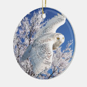"Snowy Owl" Keramisch Ornament (Links)