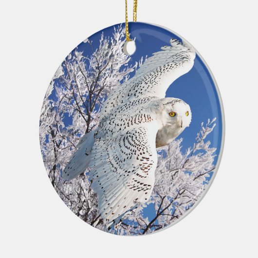 "Snowy Owl" Keramisch Ornament (Links)