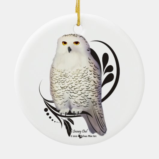 Snowy Owl Keramisch Ornament (Achterkant)