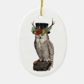 Snowy Owl keramische kerstversiering Keramisch Ornament (Voorkant)