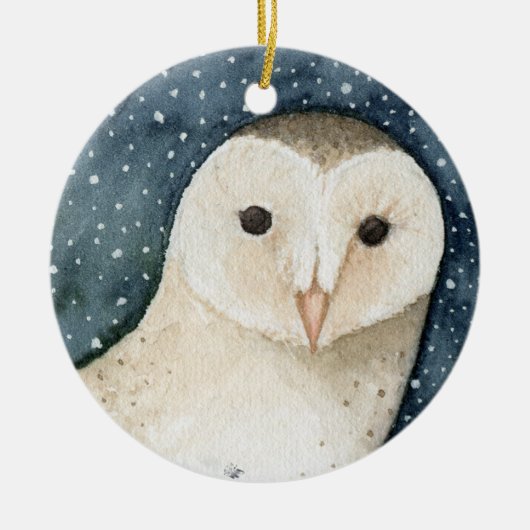 Snowy Owl kerstversiering Keramisch Ornament (Voorkant)