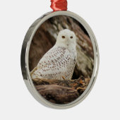 Snowy Owl met Kerstmis Metalen Ornament (Rechts)