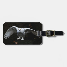 Snowy Owl met open vleugels cd ltcnm Bagagelabel