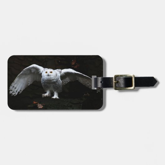 Snowy Owl met open vleugels cd ltcnm Bagagelabel (Voorkant horizontaal)