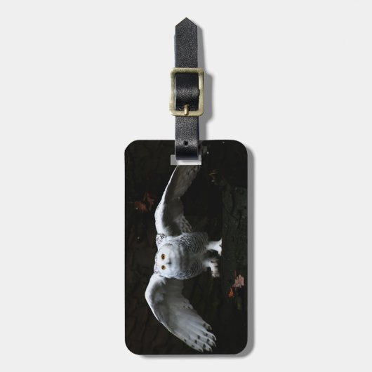 Snowy Owl met open vleugels cd ltcnm Bagagelabel (Voorkant verticaal)