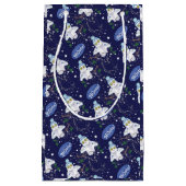 Snowy Owl met Pet Happy Hoots Pattern Kerstmis Klein Cadeauzakje (Voorkant)