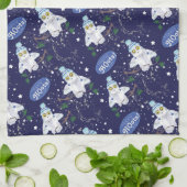 Snowy Owl met Pet Happy Hoots Pattern Kerstmis Theedoek (Gevouwen)