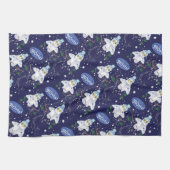 Snowy Owl met Pet Happy Hoots Pattern Kerstmis Theedoek (Horizontaal)