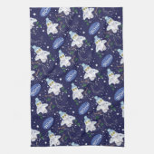 Snowy Owl met Pet Happy Hoots Pattern Kerstmis Theedoek (Verticaal)