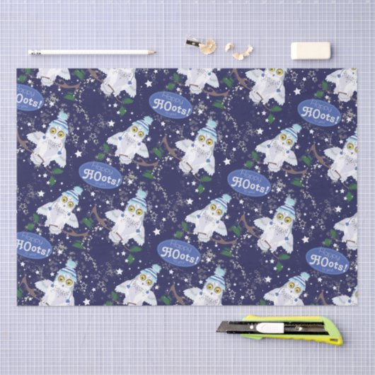 Snowy Owl met Pet kerstpapier Tissuepapier (Craft)