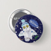 Snowy Owl met Pet Ronde Button 5,7 Cm (Voorkant /achterkant)