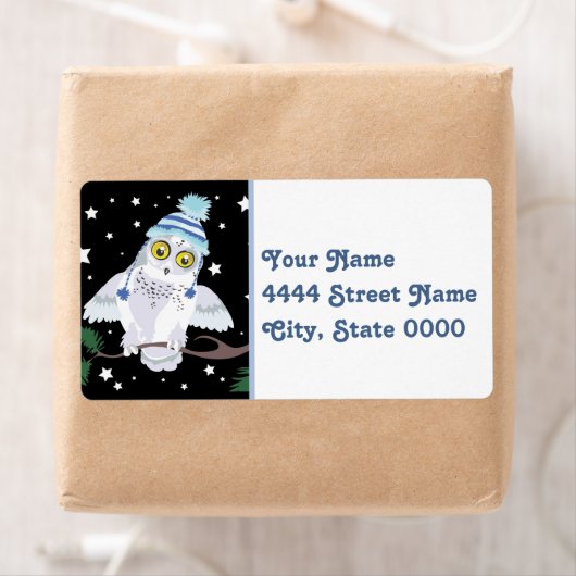 Snowy Owl met Winter Pet Etiket (Insitu)