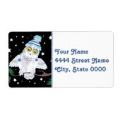 Snowy Owl met Winter Pet Etiket (Voorkant)